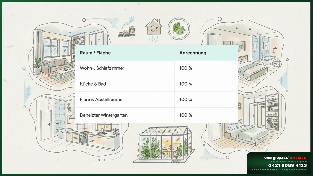 Dachschrägen Wohnfläche Anrechnung nach Raumhöhe unter 1 Meter bis über 2 Meter